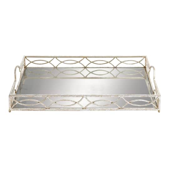 25'' Silver Metal Glam Tray